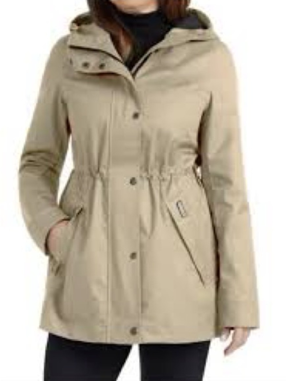 Hunter Beige Hooded Trench Coat